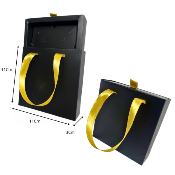 Caja accesorios tipo bolso negro (Paquete x12) - 11cm x 11cm