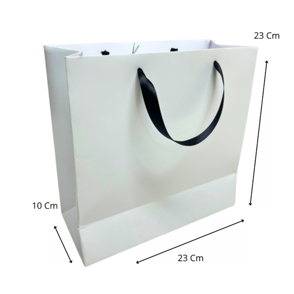 Bolsa mediana blanca cinta negra (Paquete x12) - 23cm x 23cm