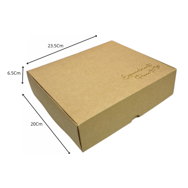 Caja empaque mediana kraft estampada (Paquete x12) - 23.5cm x 20cm