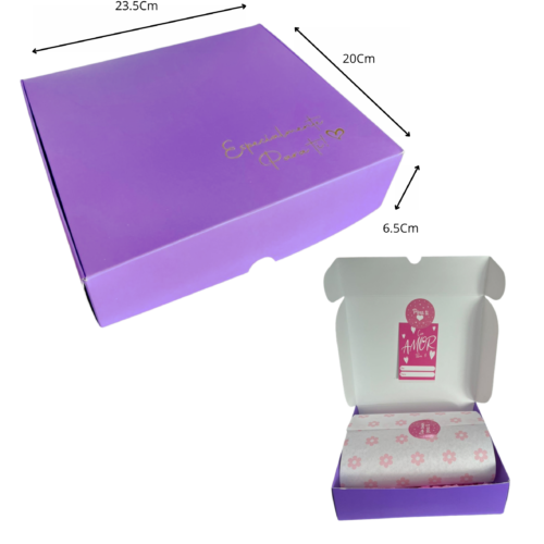 Caja empaque mediana purpura (Paquete x12) - 23.5cm x 20cm