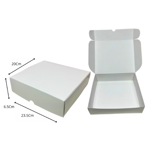 Caja empaque mediana blanca (Paquete x12) - 23.5cm x 20cm