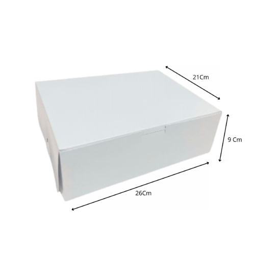 Caja empaque grande blanca (Paquete x12) - 26cm x 21cm