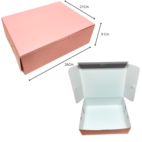 Caja empaque grande rosa (Paquete x12) - 26cm x 21cm