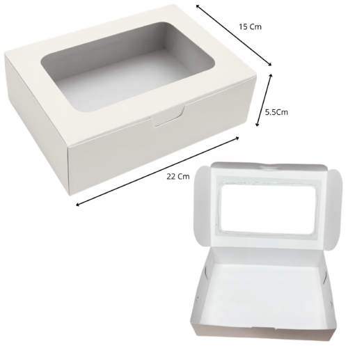 Caja ventana acetato blanca (Paquete x12) - 22cm x 15cm