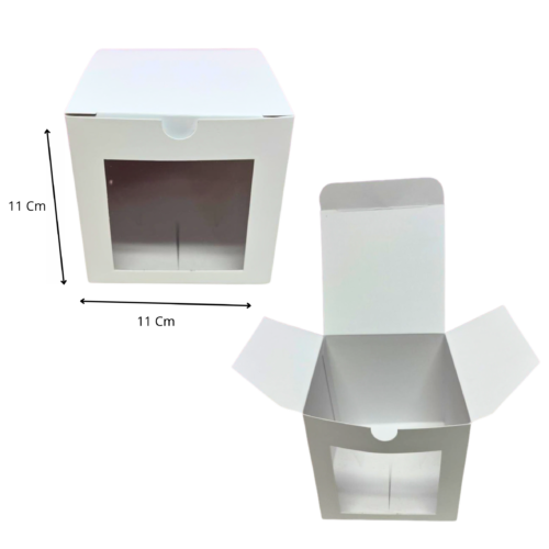 Caja cubo ventana acetato blanco (Paquete x12) - 11cm x 11cm