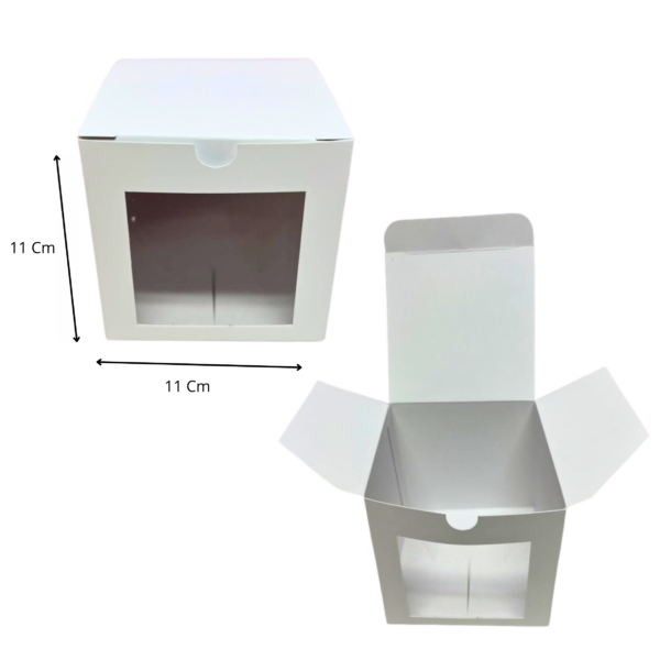 Caja cubo ventana acetato blanco (Paquete x12) - 11cm x 11cm