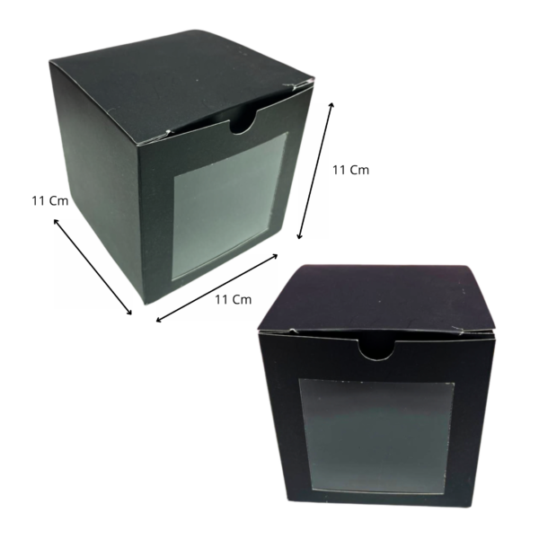 Caja cubo ventana acetato negra (Paquete x12) - 11cm x 11cm