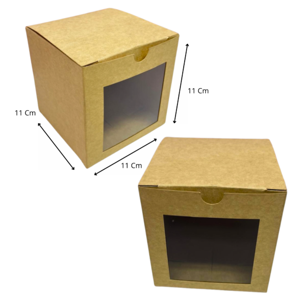 Caja cubo ventana acetato kraft (Paquete x12) - 11cm x 11cm