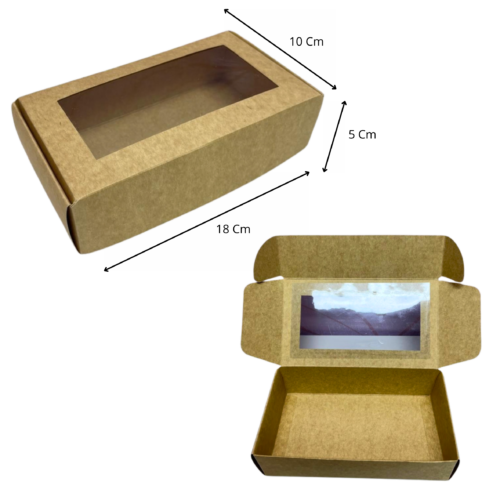 Caja ventana acetato kraft (Paquete x12) - 18cm x 10cm