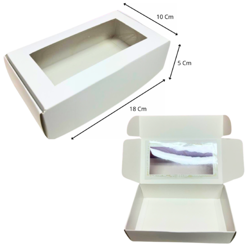 Caja ventana acetato blanca (Paquete x12) - 18cm x 10cm