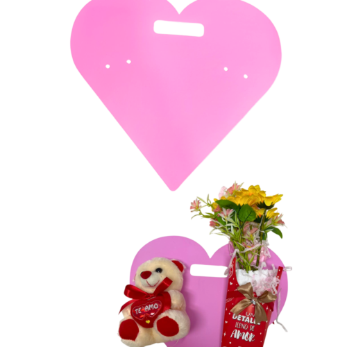 Corazón en cartón rosado (Paquete x 12) - 33cm x 32cm