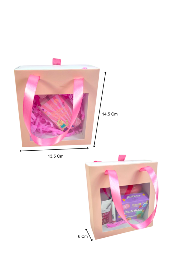 Caja tipo bolso rosada kit (Paquete x 12) - 13.5cm x 14.5cm
