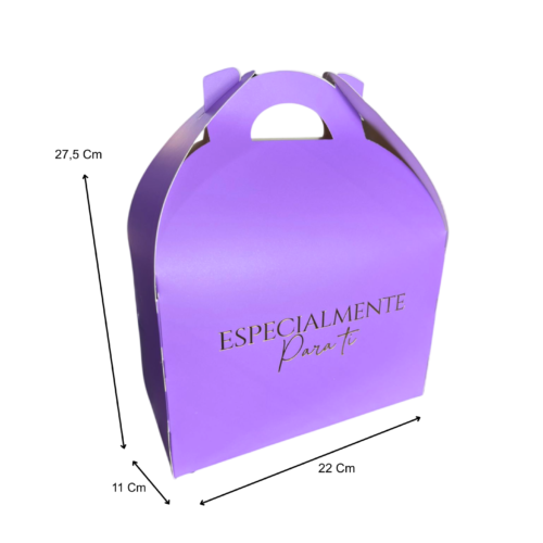 Caja lonchera lila estampada (Paquete x 12) - 22cm x 11cm