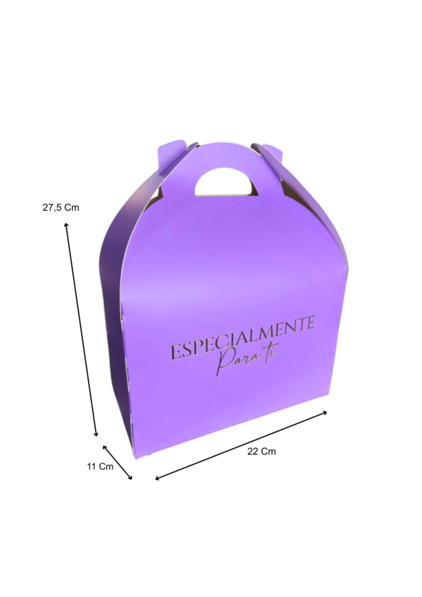 Caja lonchera lila estampada (Paquete x 12) - 22cm x 11cm