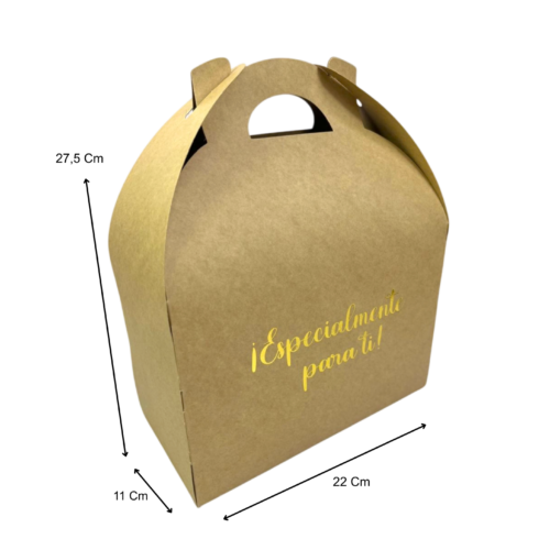Caja lonchera kraft estampada (Paquete x 12) - 22cm x 11cm