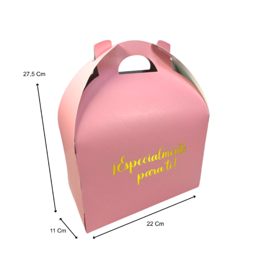 Caja lonchera rosada estampada (Paquete x 12) - 22cm x 11cm