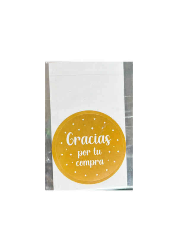 Stickers gracias por tu compra dorado (Paquete x 12)