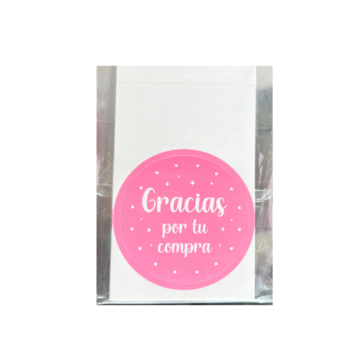 Stickers gracias por tu compra rosado (Paquete x 12)