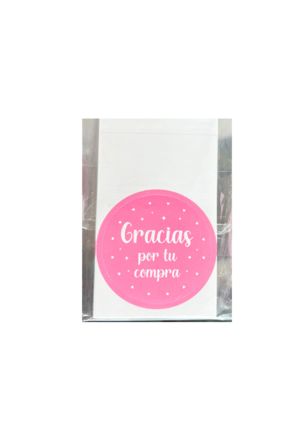 Stickers gracias por tu compra rosado (Paquete x 12)
