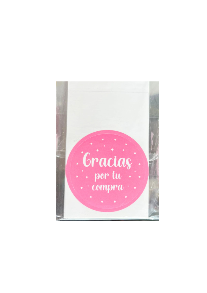 Stickers gracias por tu compra rosado (Paquete x 12)