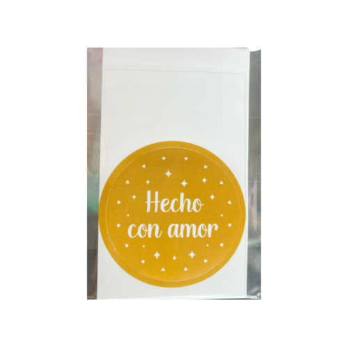 Stickers hecho con amor dorado (Paquete x 12)