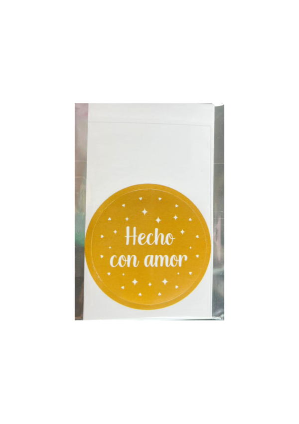 Stickers hecho con amor dorado (Paquete x 12)