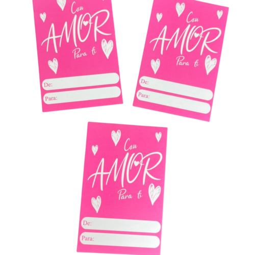 Tarjetas con amor para ti fucsia (Paquete x 12)