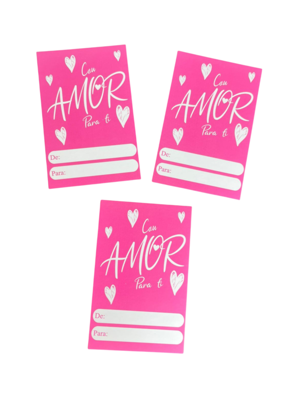 Tarjetas con amor para ti fucsia (Paquete x 12)