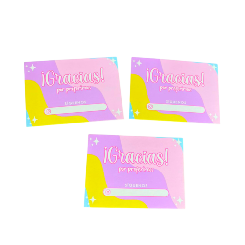 Tarjetas gracias colores (Paquete x 12)