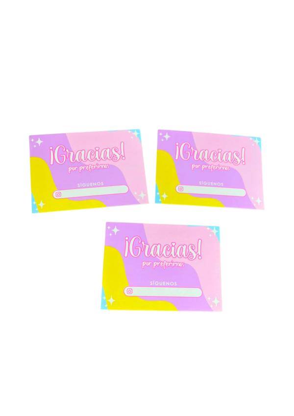 Tarjetas gracias colores (Paquete x 12)