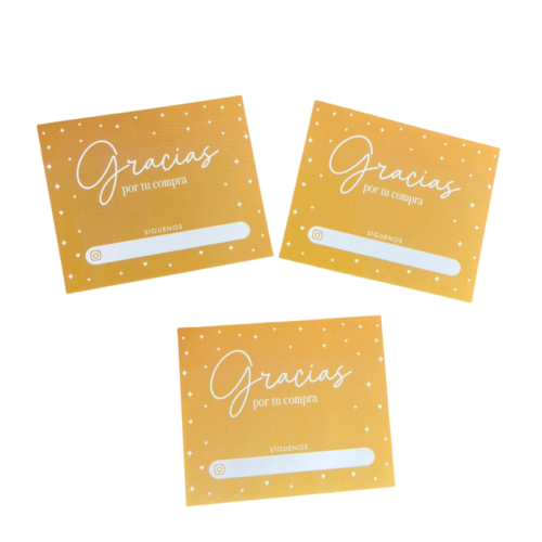 Tarjetas gracias dorada (Paquete x 12)