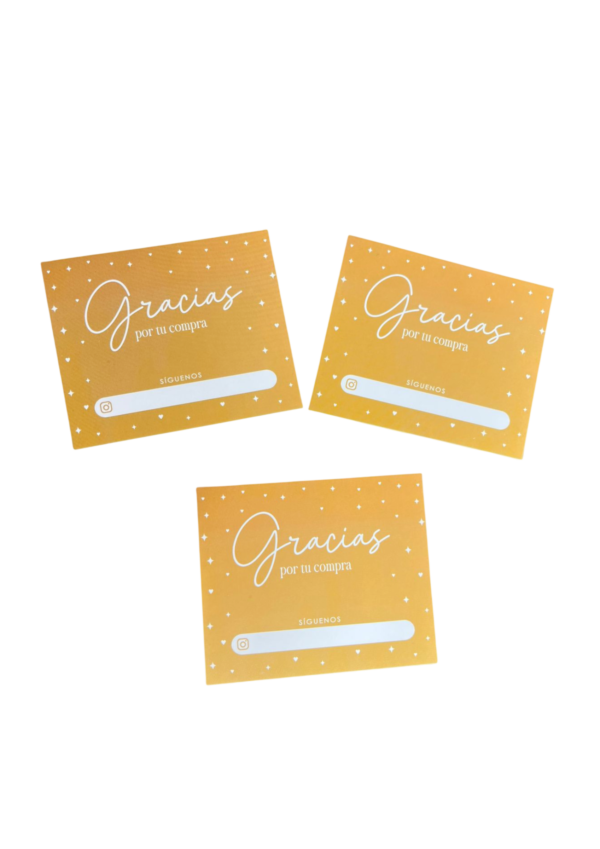 Tarjetas gracias dorada (Paquete x 12)