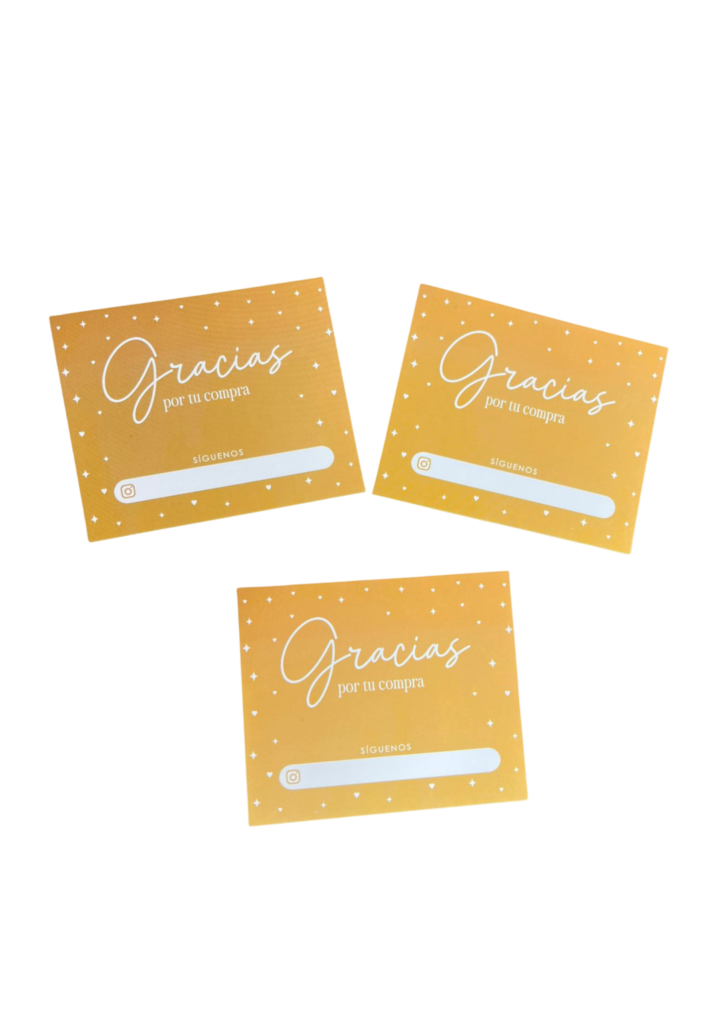 Tarjetas gracias dorada (Paquete x 12)