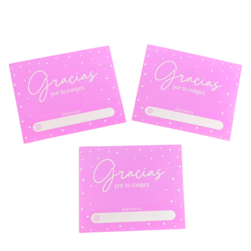 Tarjetas gracias lila (Paquete x 12)