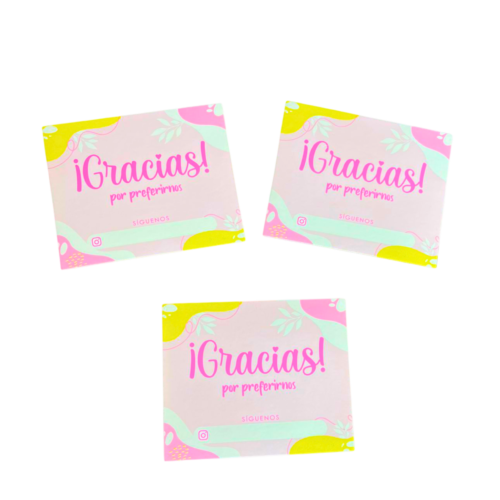Tarjetas gracias rosada (Paquete x 12)