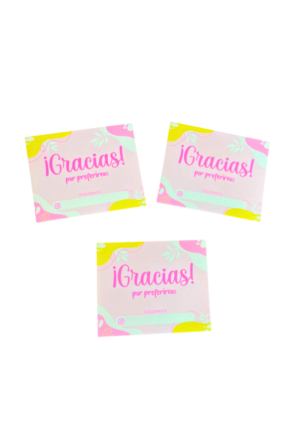 Tarjetas gracias rosada (Paquete x 12)
