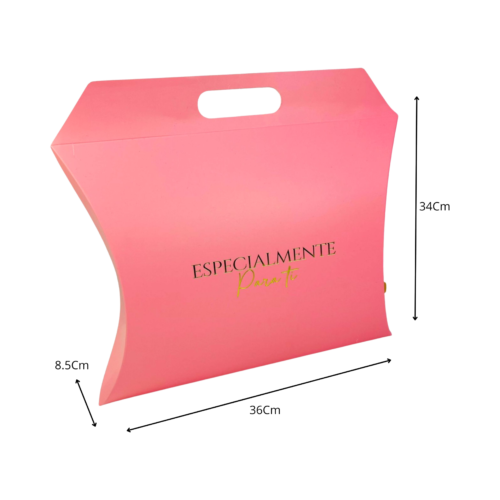 CAJAS-10 Caja bolso rosada estampada (Paquete x12) 36cm x 34cm