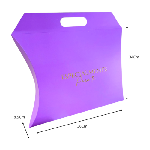 CAJAS-9 Caja bolso lila estampada (Paquete x12) 36cm x 34cm