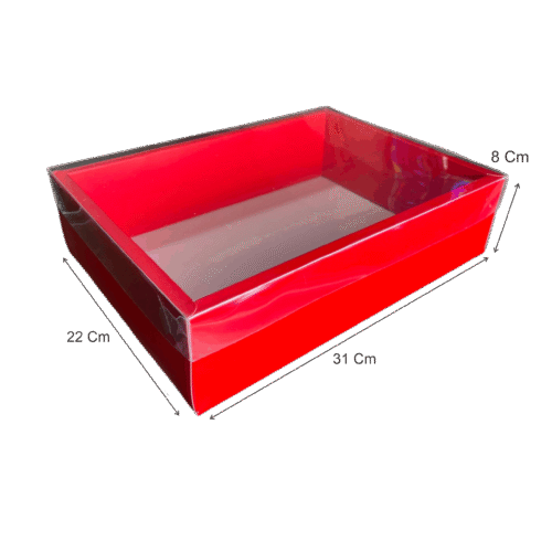 Caja desayuno roja con acetato amor y amistad (Paquete x 12) 31cm x 22cm
