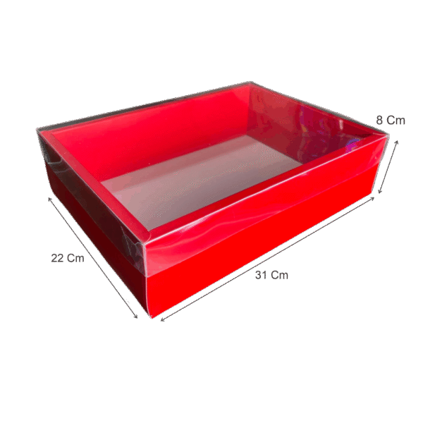 Caja desayuno roja con acetato amor y amistad (Paquete x 12) 31cm x 22cm