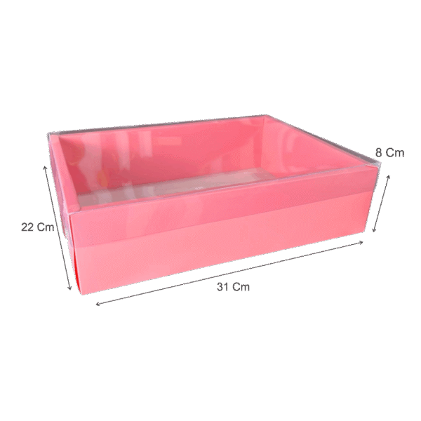 Caja desayuno rosa con acetato amor y amistad (Paquete x 12) 31cm x 22cm