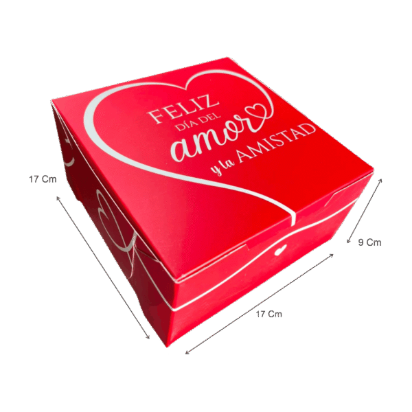 Caja empaque alta amor y amistad (Paquete x 12) - 17cm x 17cm