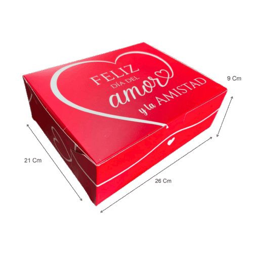 CAJA EMPAQUE GRANDE AMOR Y AMISTAD 26x21 Caja empaque grande amor y amistad (Paquete x 12) - 26cm x 21cm