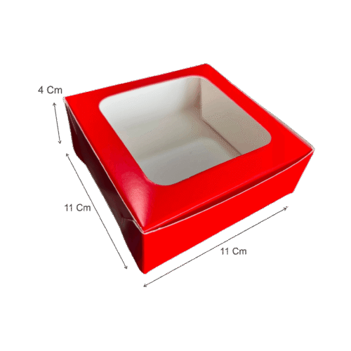 CAJA PEQUEÑA ACETATO ROJA AMOR Y AMISTAD 11X11 Caja pequeña acetato roja amor y amistad (Paquete x 12) - 11cm x 11cm