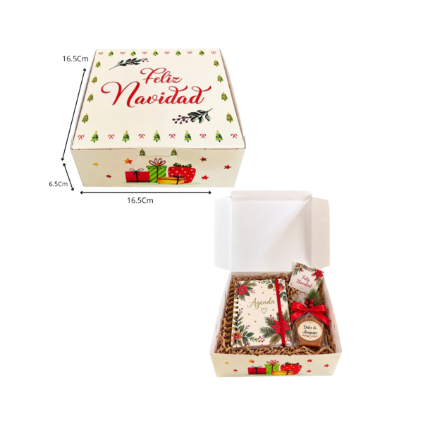 Caja empaque feliz navidad (Paquete x 12) - 16.5cm x 16.5cm
