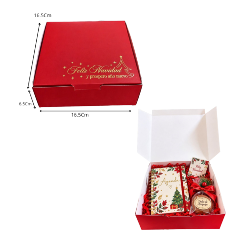 Caja empaque vinotinto feliz navidad (Paquete x 12) - 16.5cm x 16.5cm