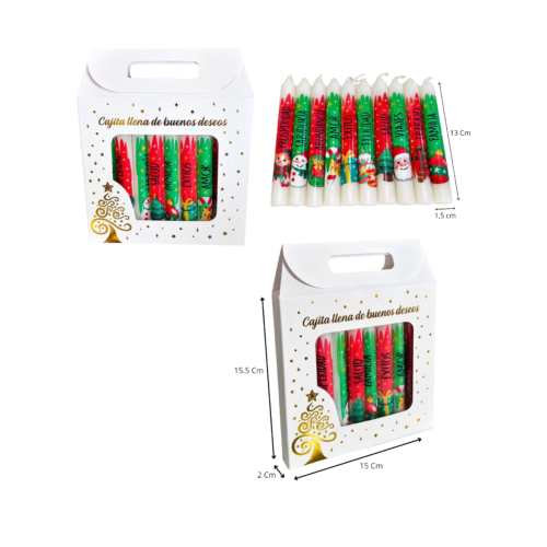 Caja con velas (Paquete x 12) - 15.5cm x 15cm