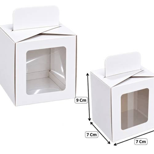 Caja cubo con cogedero mediana blanca (Paquete x12) – 9cm x 7cm