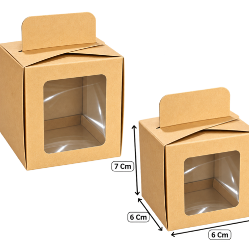 Caja cubo con cogedero pequeña kraft (Paquete x12) – 7cm x 6cm