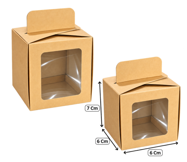 Caja cubo con cogedero pequeña kraft (Paquete x12) – 7cm x 6cm